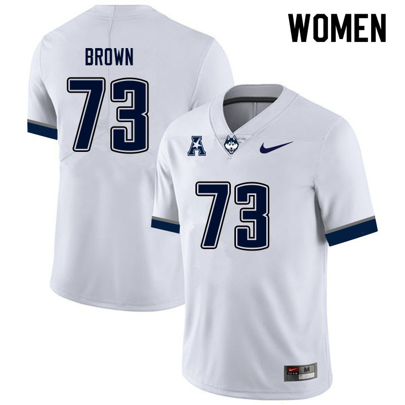 Women #73 Rayonte Brown Uconn Huskies College Football Jerseys Sale-White - Click Image to Close